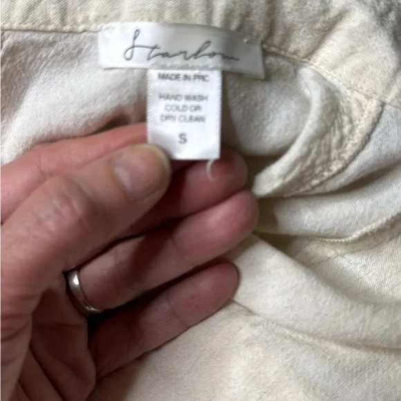 Women's Blouse Small - Cream Linen Blend “Rage Against the Machine” Up cycled - Picture 5 of 6